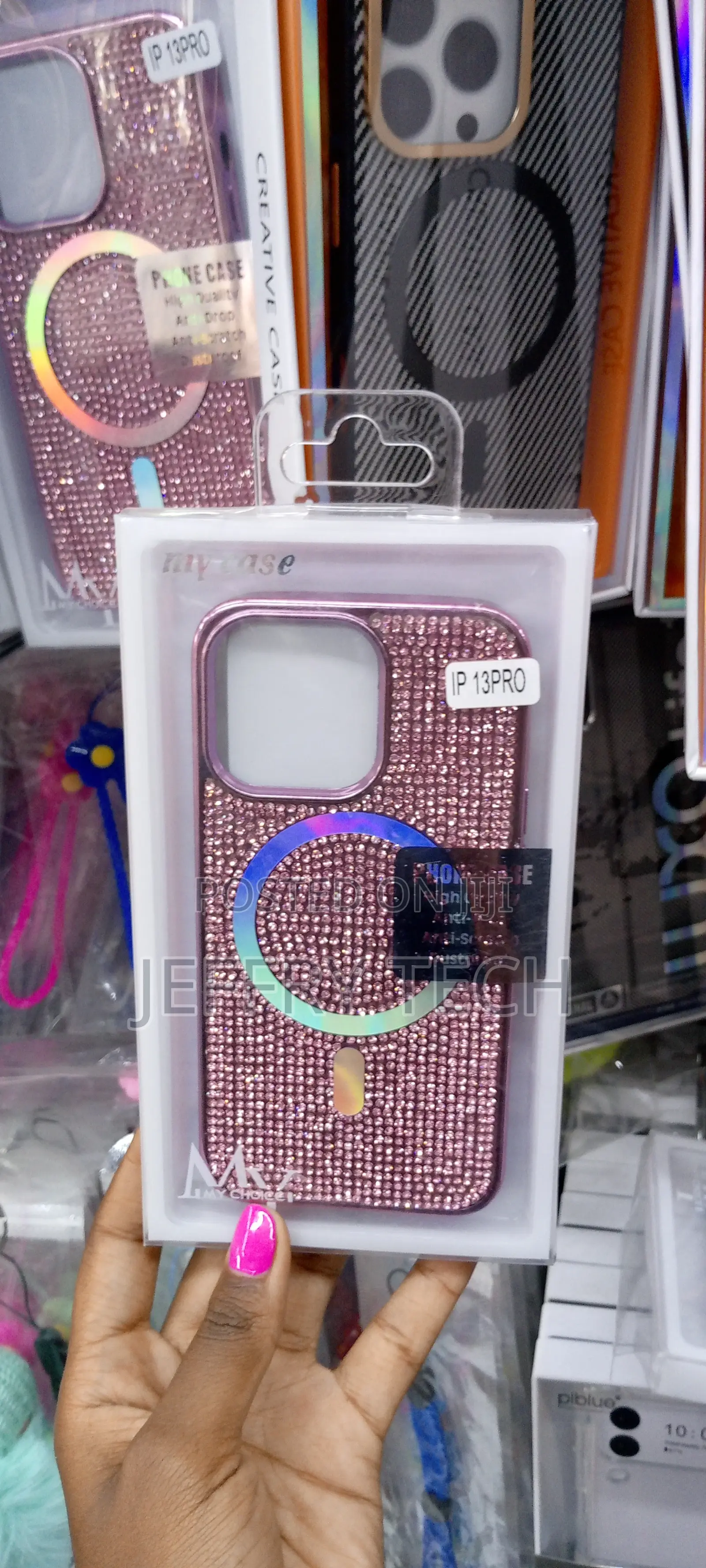 iPhone 13 Pro Glitter Magsafe Compatible Phone Case-Pink