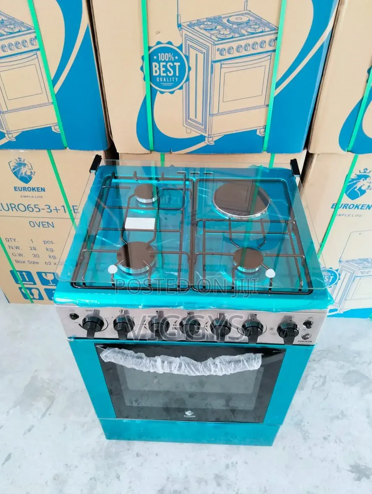 60 by 65 Euroken 3+1 Standing Cooker With Electric Oven