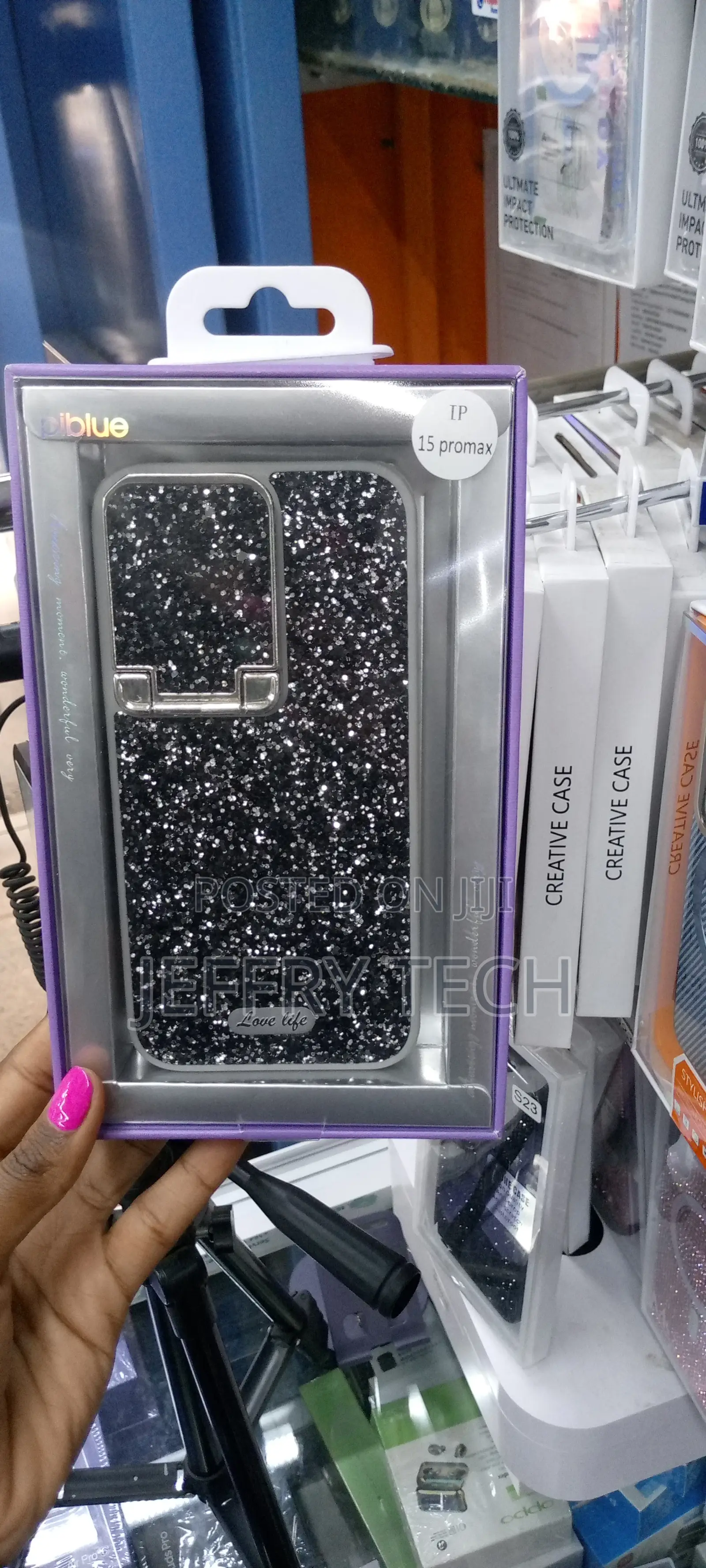Glitter Camshield Love Life Black Case iPhone 15 Pro Max