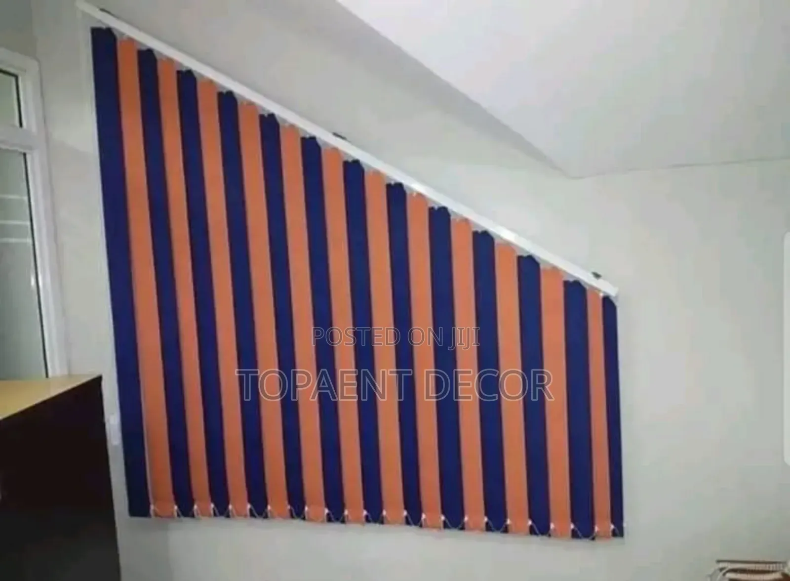 Nevy Blue and Dark Orange House Window Vertical Blinds