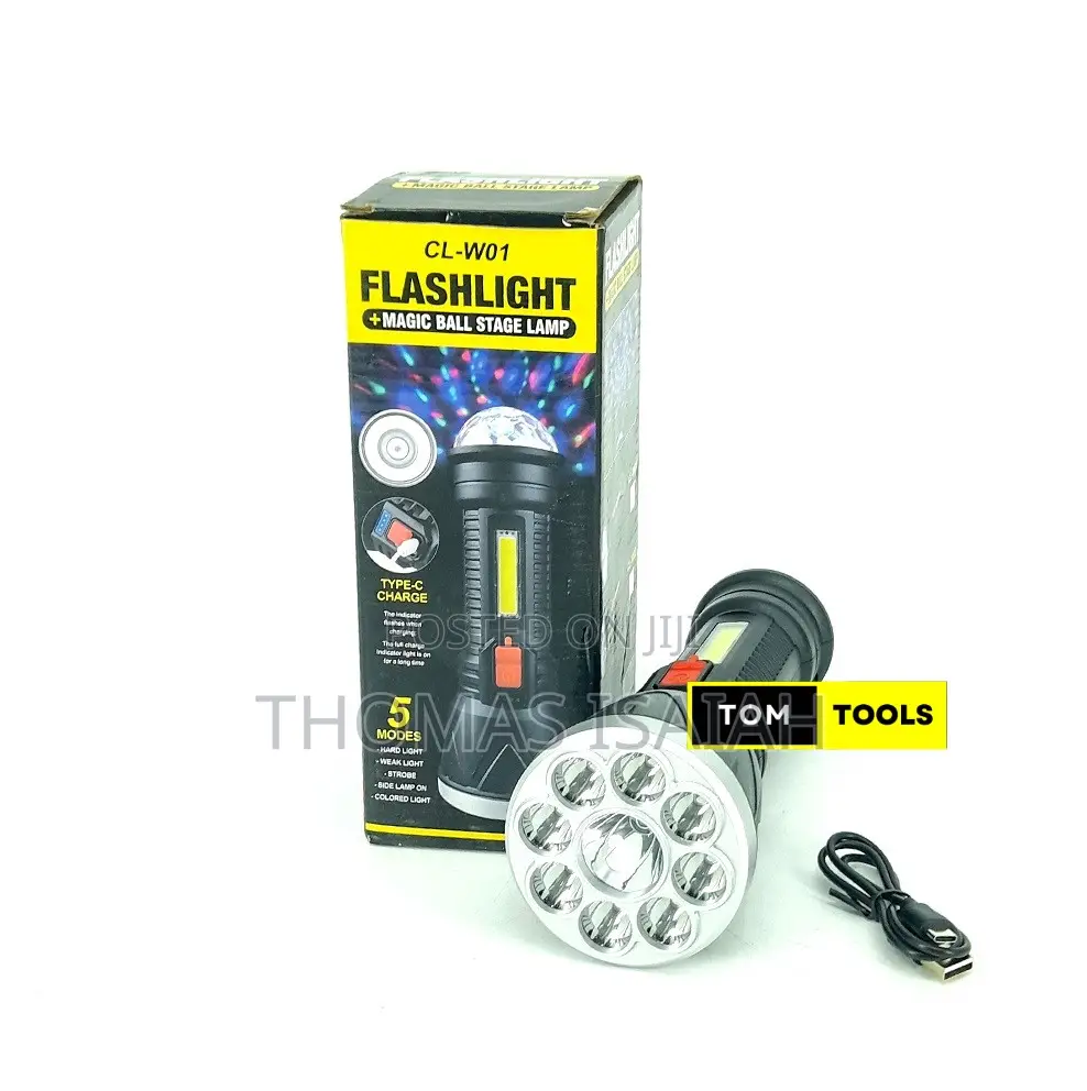 LED Flashlight Torch With Mini Disco Lamp