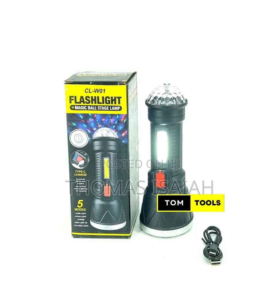 LED Flashlight Torch With Mini Disco Lamp