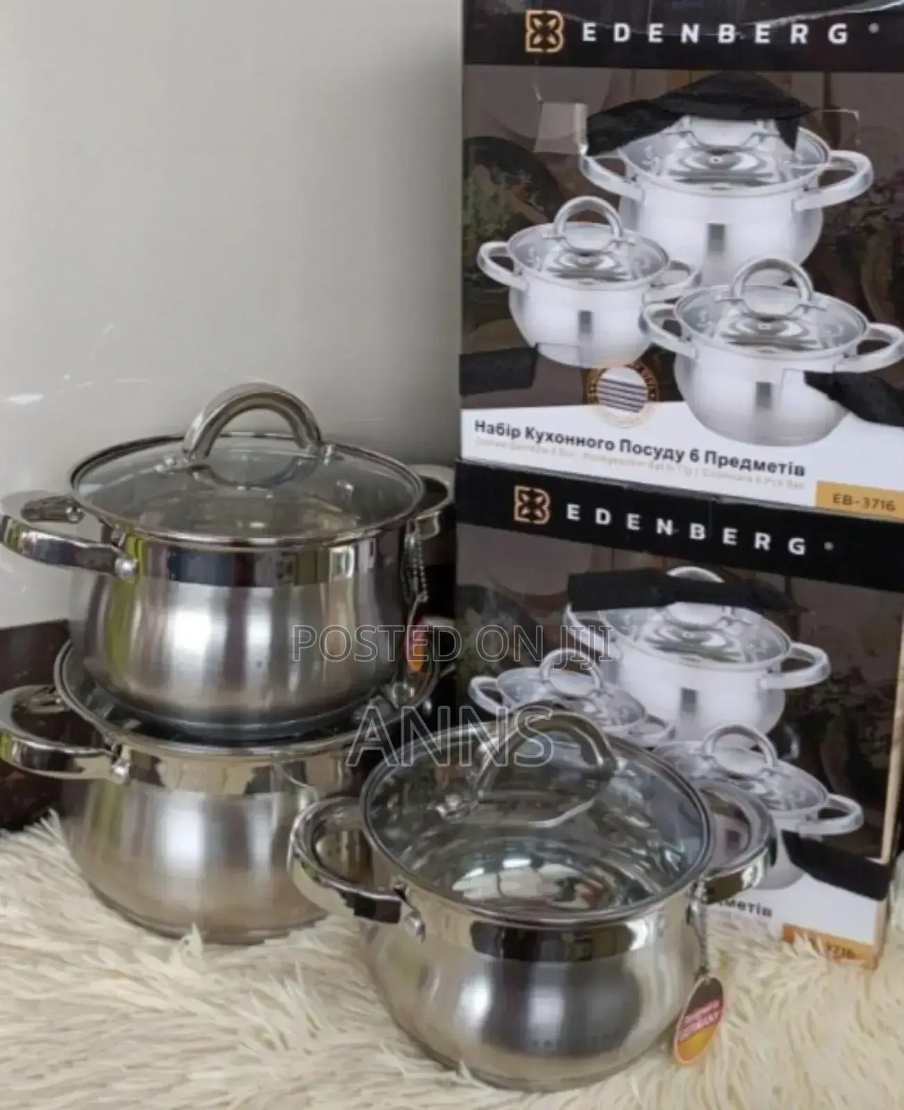 *6pc Edenburg Stainless Steel Cookware
. Induction Bottom