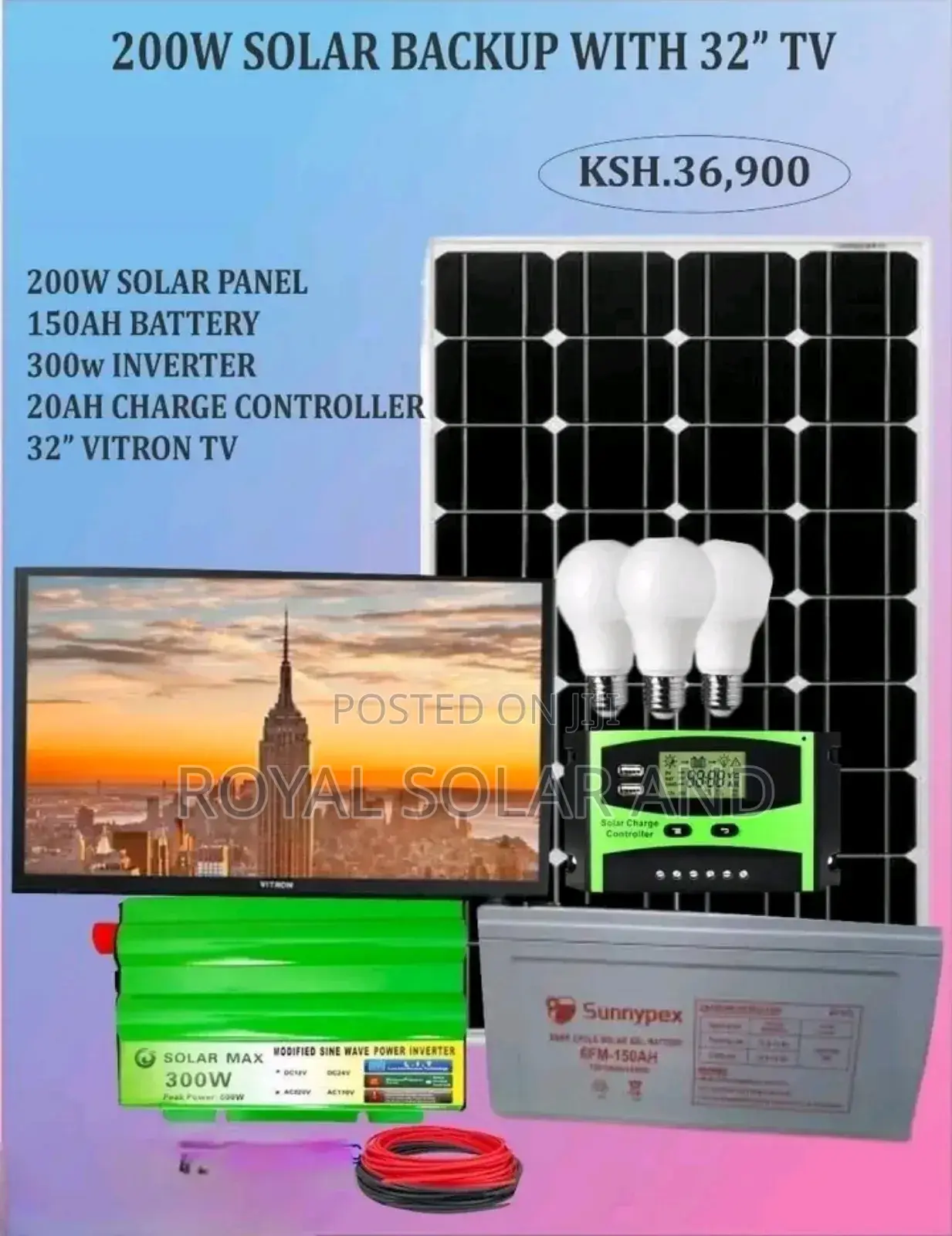 200w Solar Backup With 32 Inches Tv