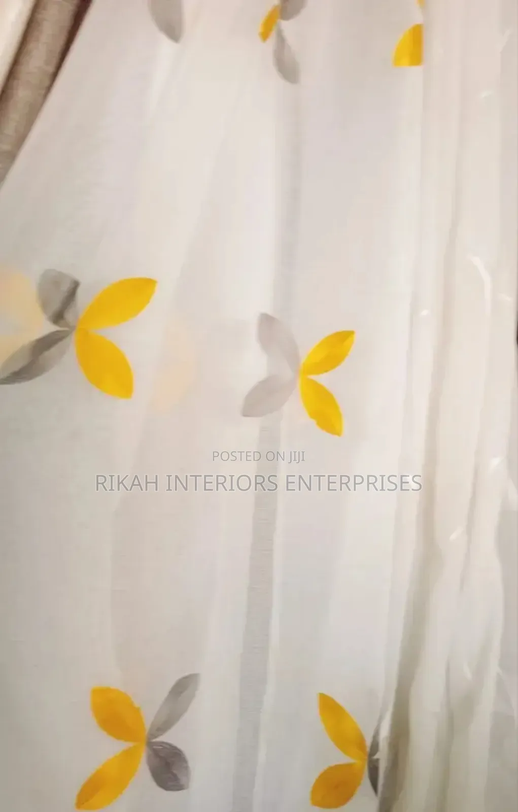 Grey, Yellow Detailed Sheer
