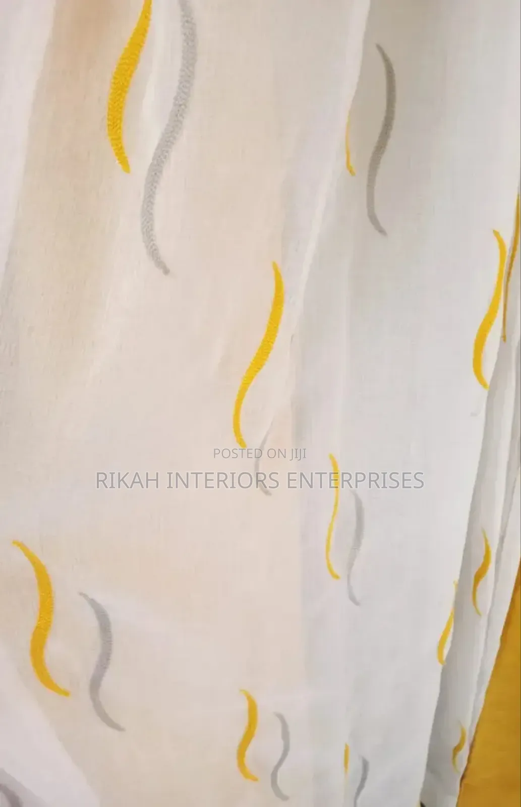 White Sheers With Yellow and Grey Details