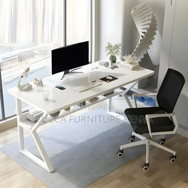 Clerical Desking: Modern Writing Desk With Steel Sled Base
