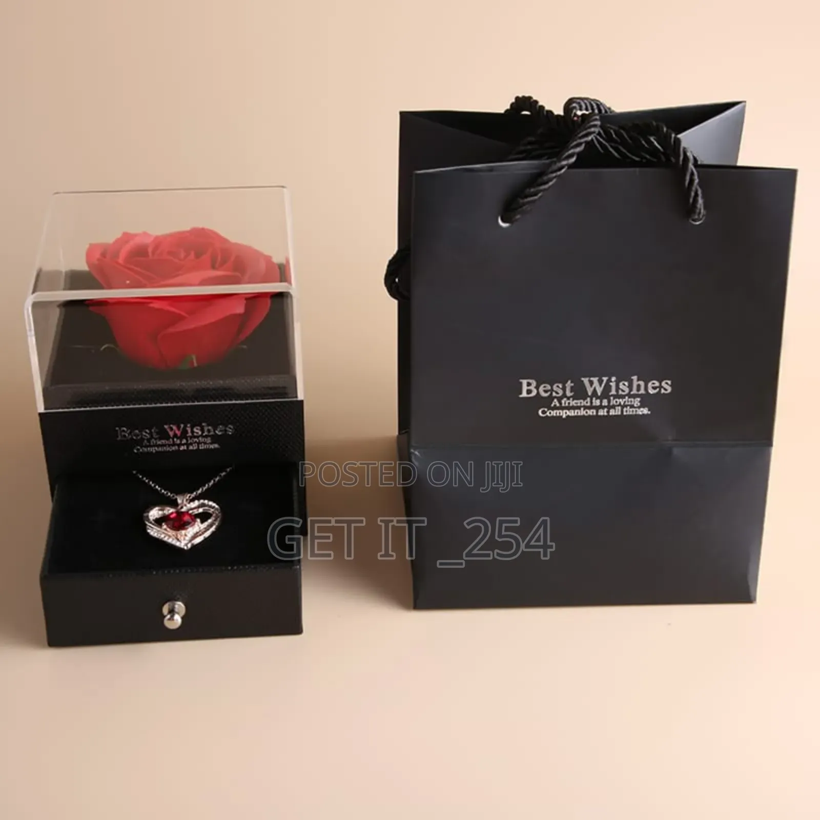  *Heart Shaped Red Rose Necklace With Gift Box*
