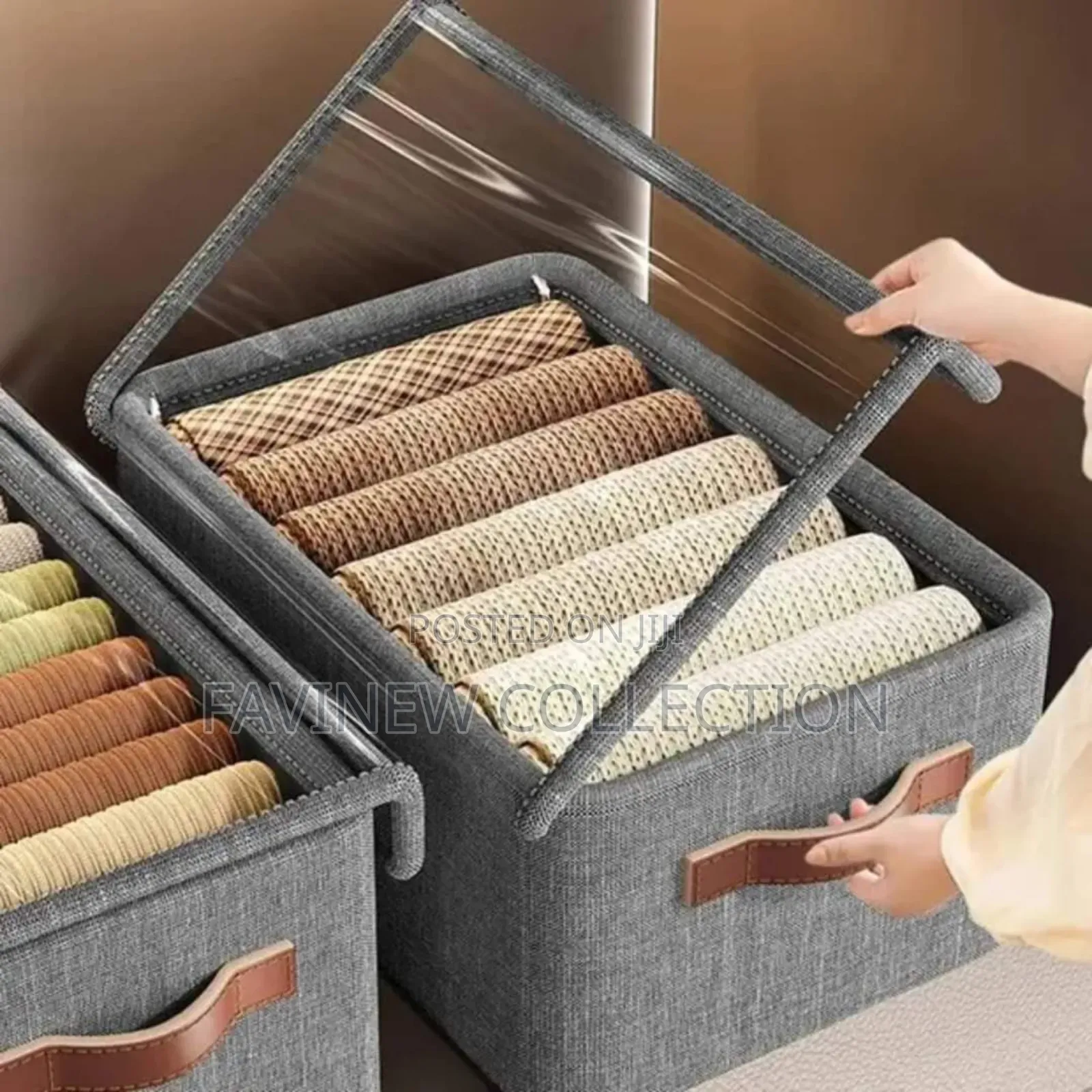 Collapsible Fabric/Clothes Organizer With a Cover