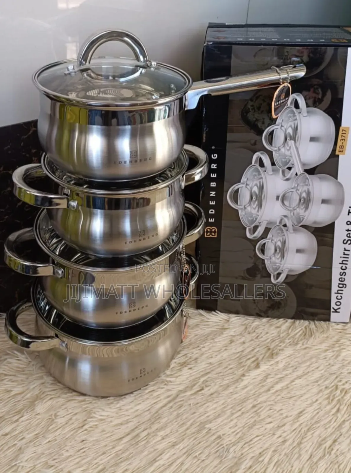 8 Pieces Edenburg EB-3717 Stainless Steel Cookware Set