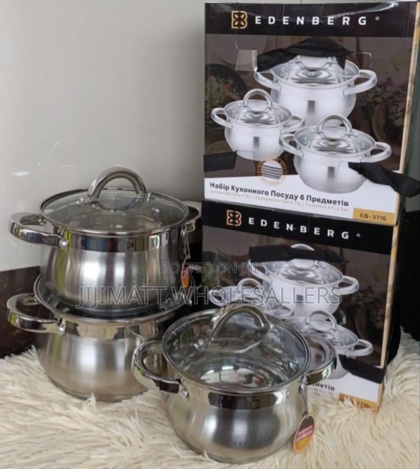 6 Pieces Edenburg EB-3716 Stainless Steel Cookware Set