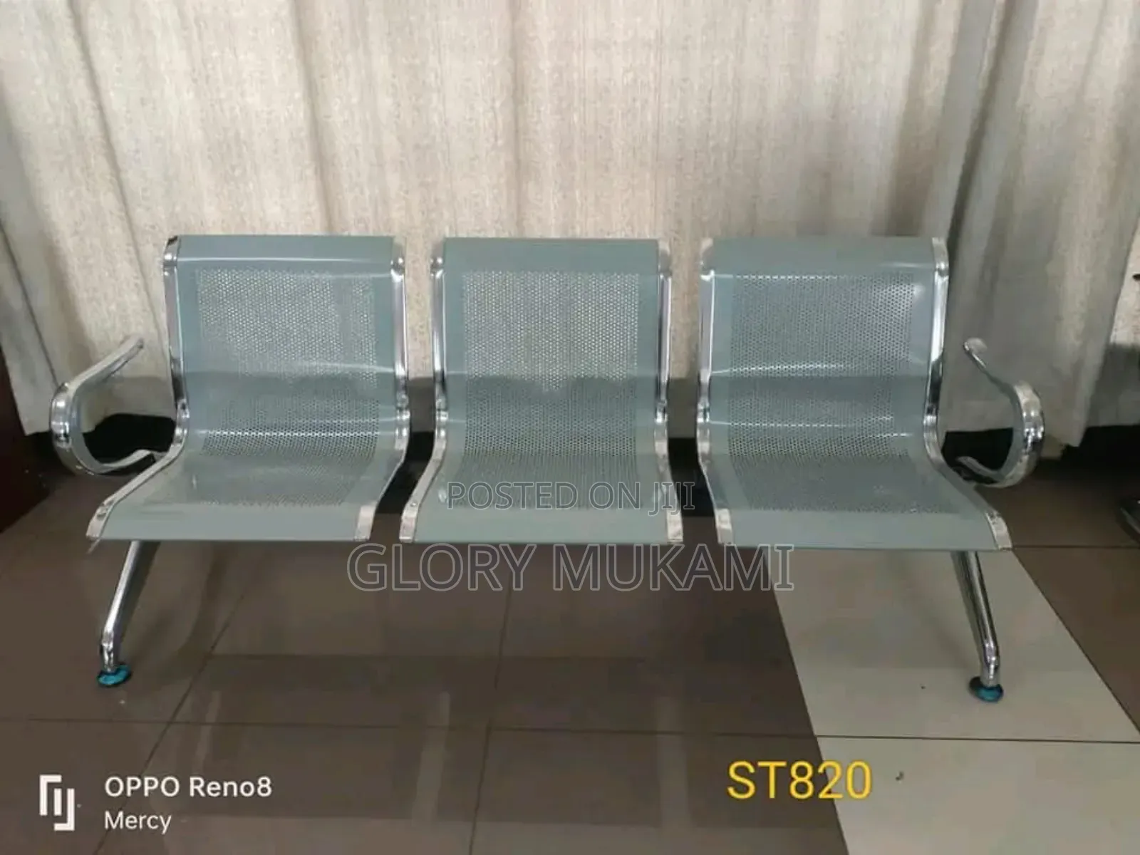 White And Blue Waiting Bench