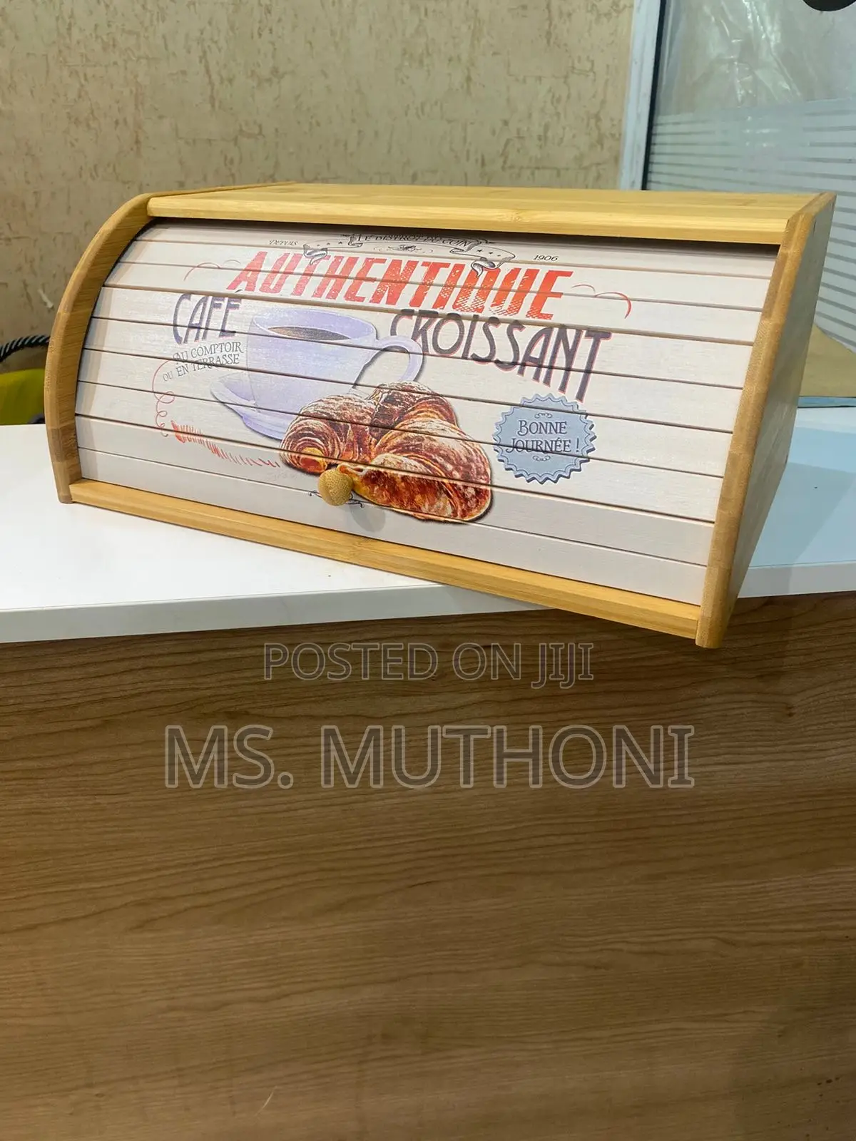 Authentic Croissant Eco-Friendly Bamboo Bread Bin-KSH