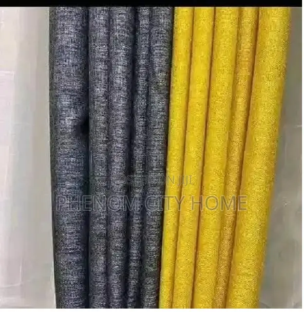 Yellow and Grey Linen Curtains Combo