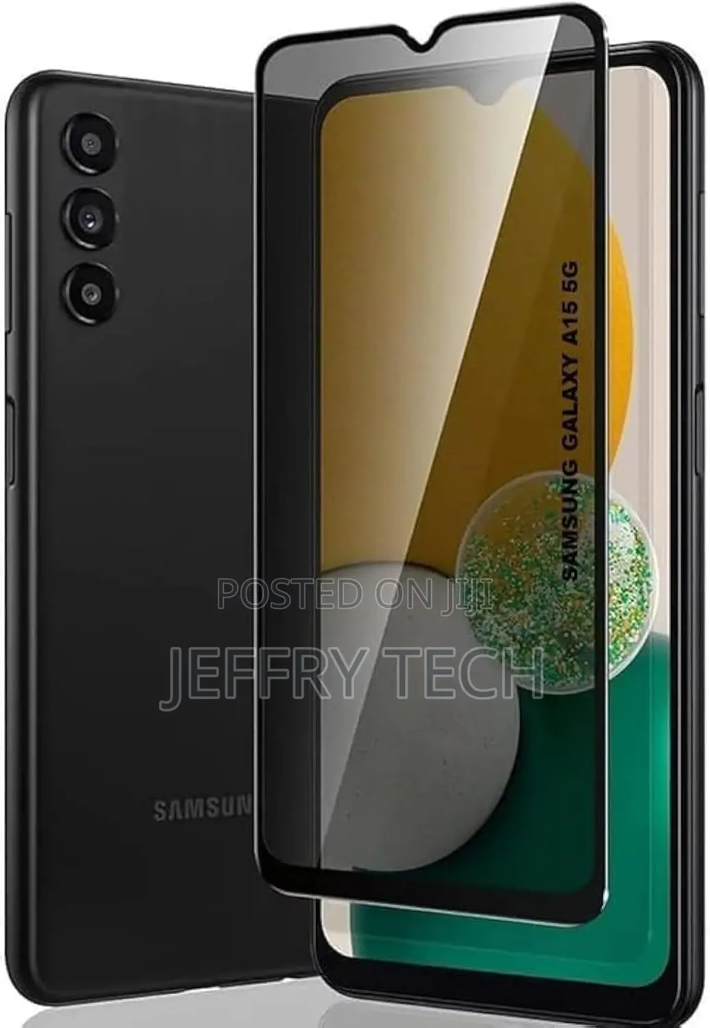 Privacy Full Glass Screen Protector for Samsung A15 - Black
