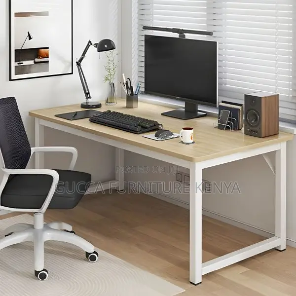 Clerical Desking:Modern Writing Desk With H-Shape Metal Base