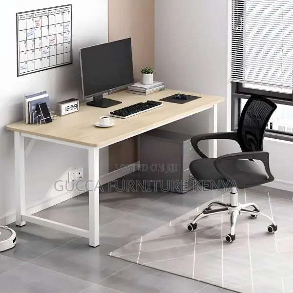 Clerical Desking:Modern Writing Desk With H-Shape Metal Base