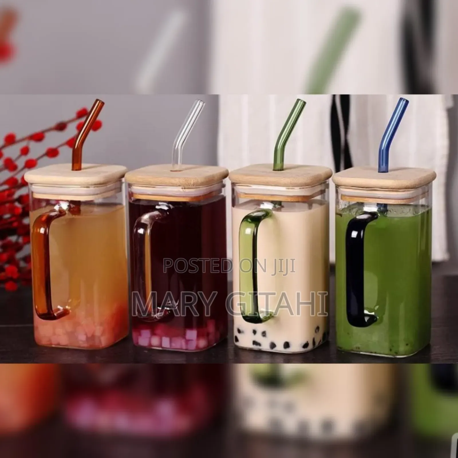 250 Ml Glass Mug and Straw Classy at 