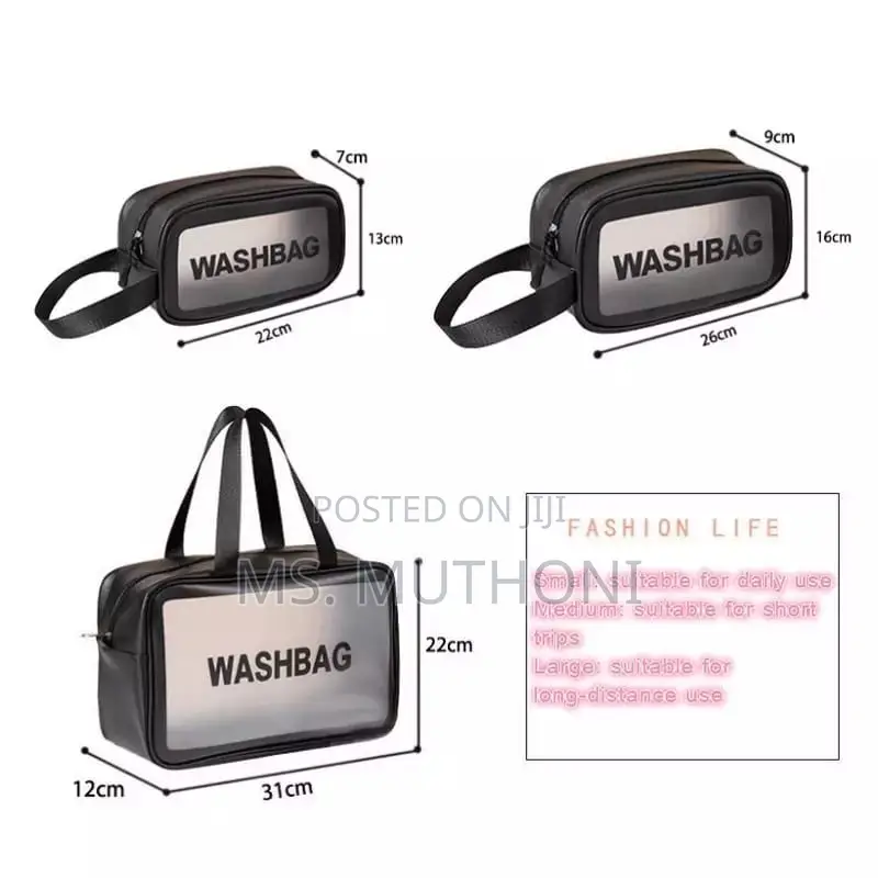 3 in 1 Waterproof Cosmetics/Wash Bags *Colours Black