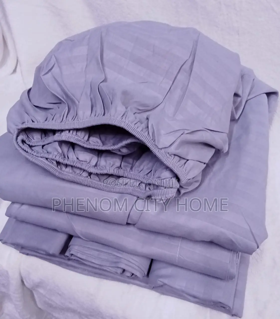 Plain Stripped Fitted Cotton Bedsheet Set