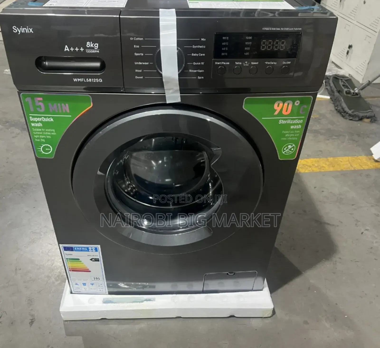 Grey Syinix 8kgs Front Washing Machine S/-Fl