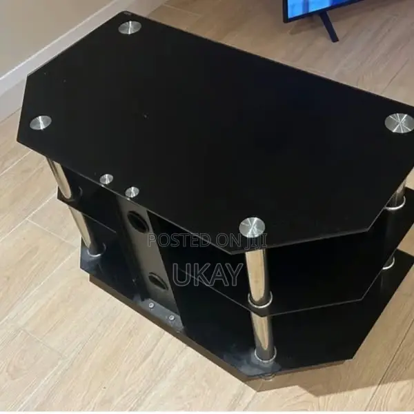 Black Executive Glass Tv Stand
