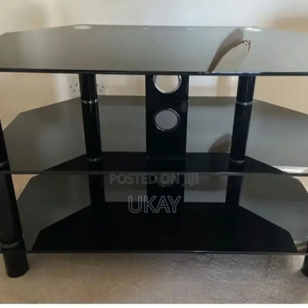 Black Executive Glass Tv Stand