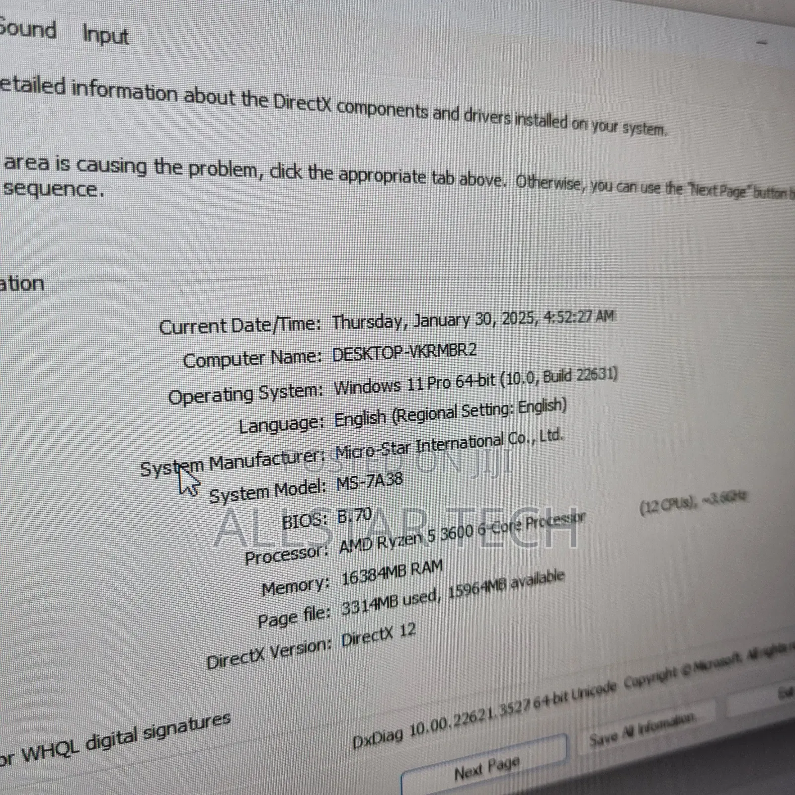 Desktop Computer MSI Model 16GB AMD Ryzen 5 SSD 512GB