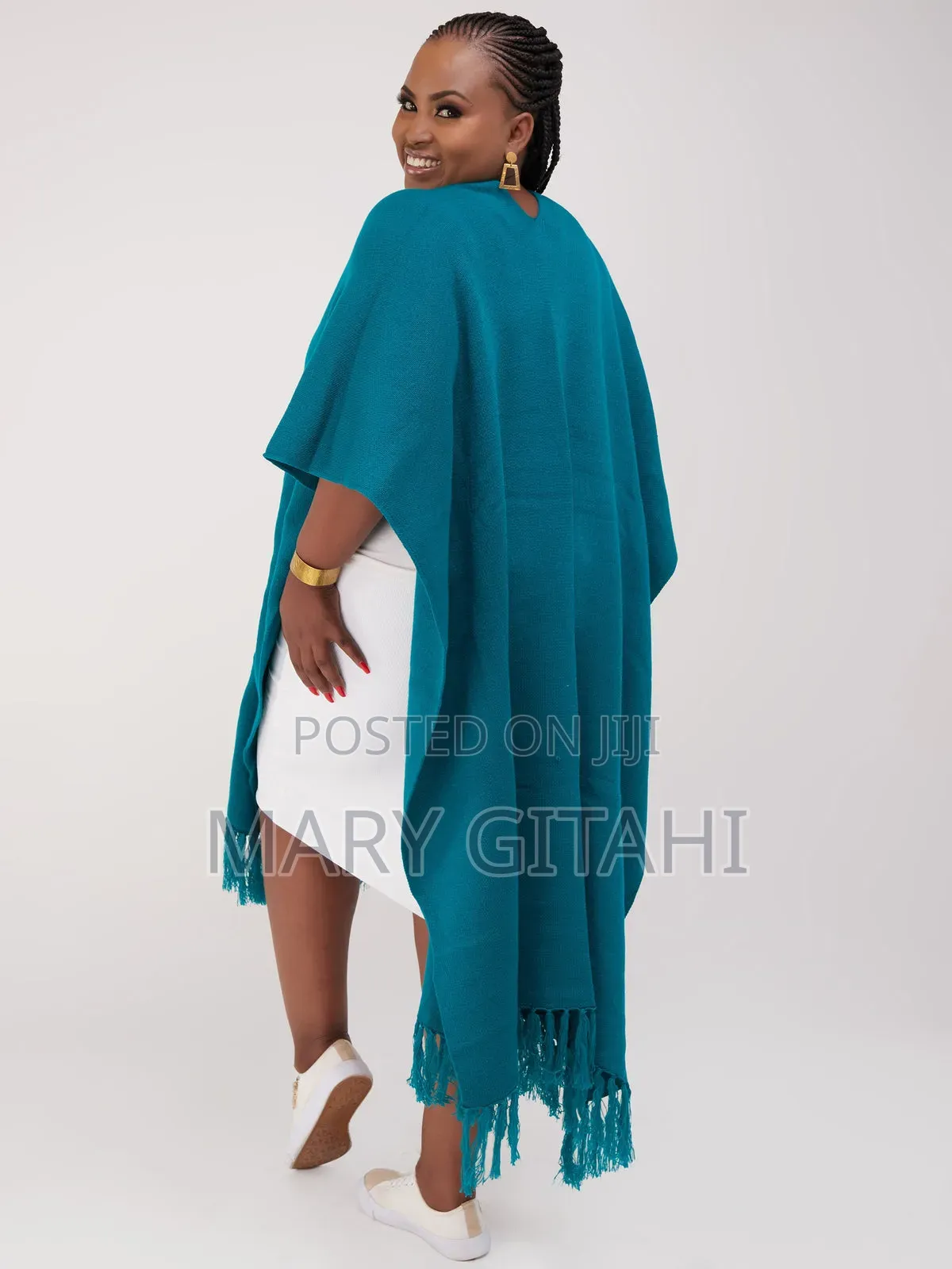 Warm*Vivo Double Layered Poncho With Fringes