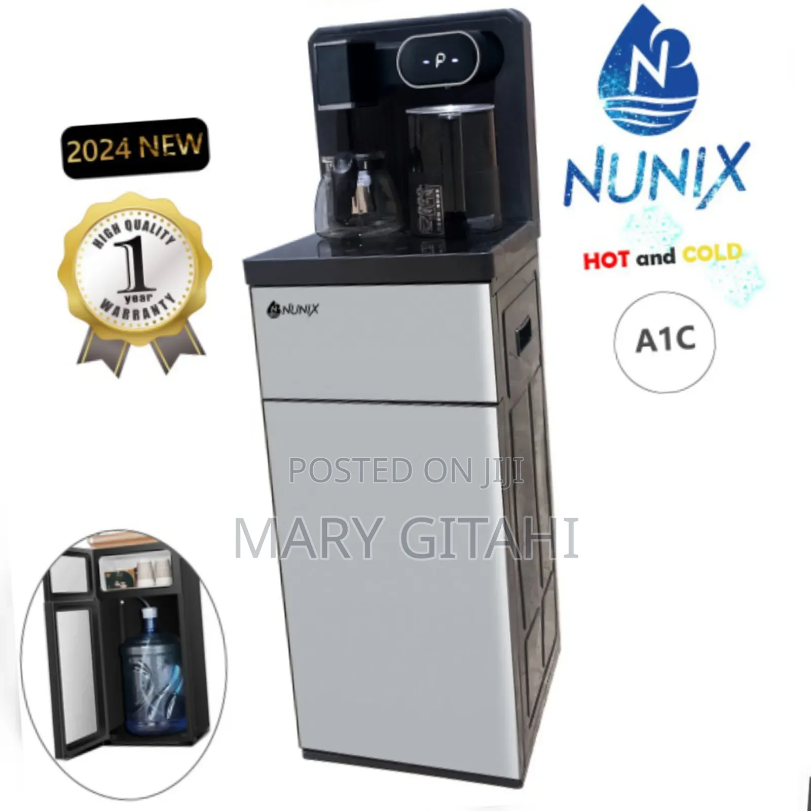 Sliver -Nunix A1C Bottom Load Hot and Cold Water Dispenser
