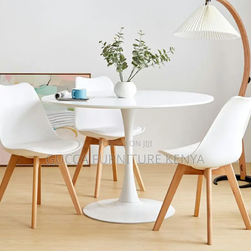 Dining Tables: White Modern Round Wood Dining Table
