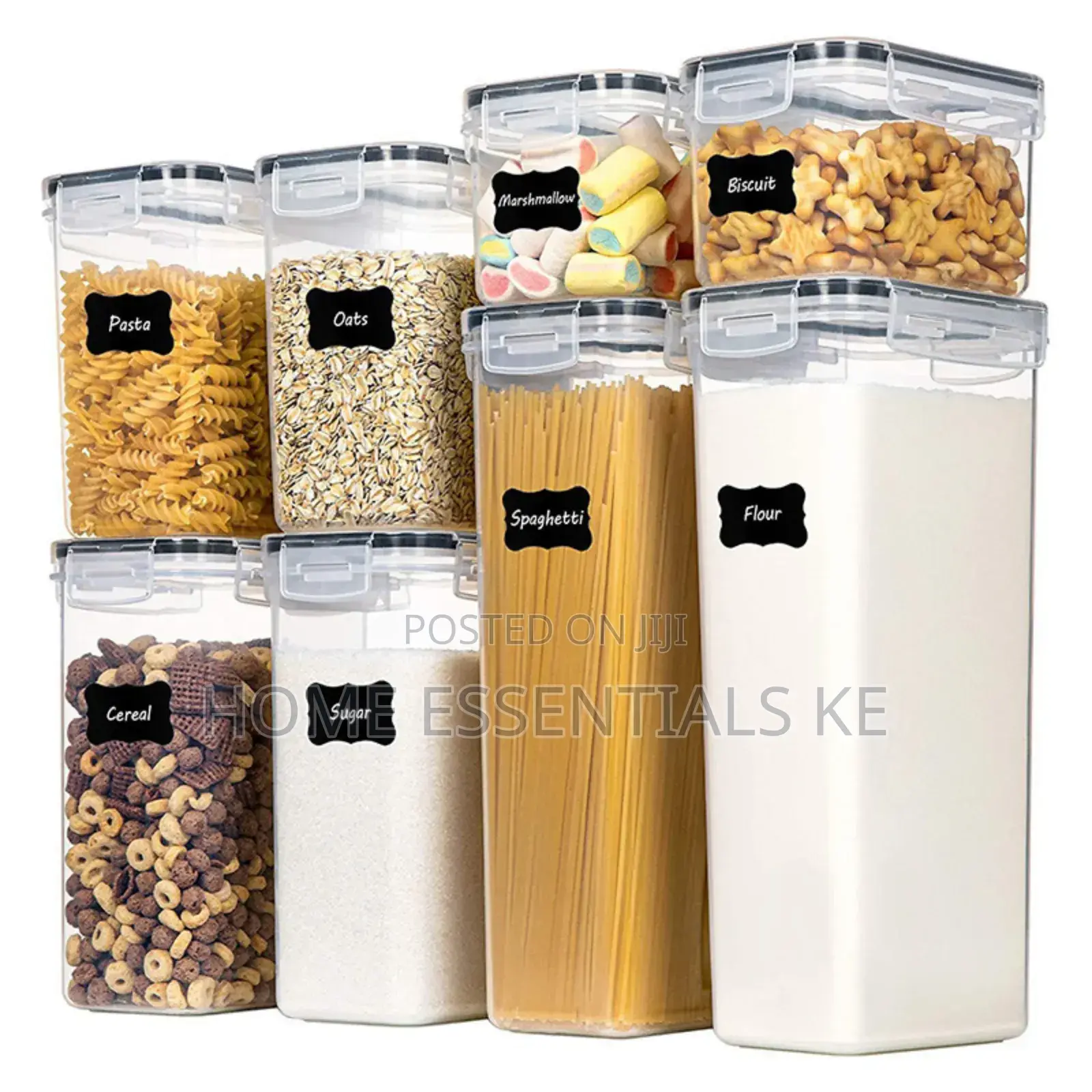 *8 PCS Food/Pantry Storage Container With Stickers/Cups/ Pen