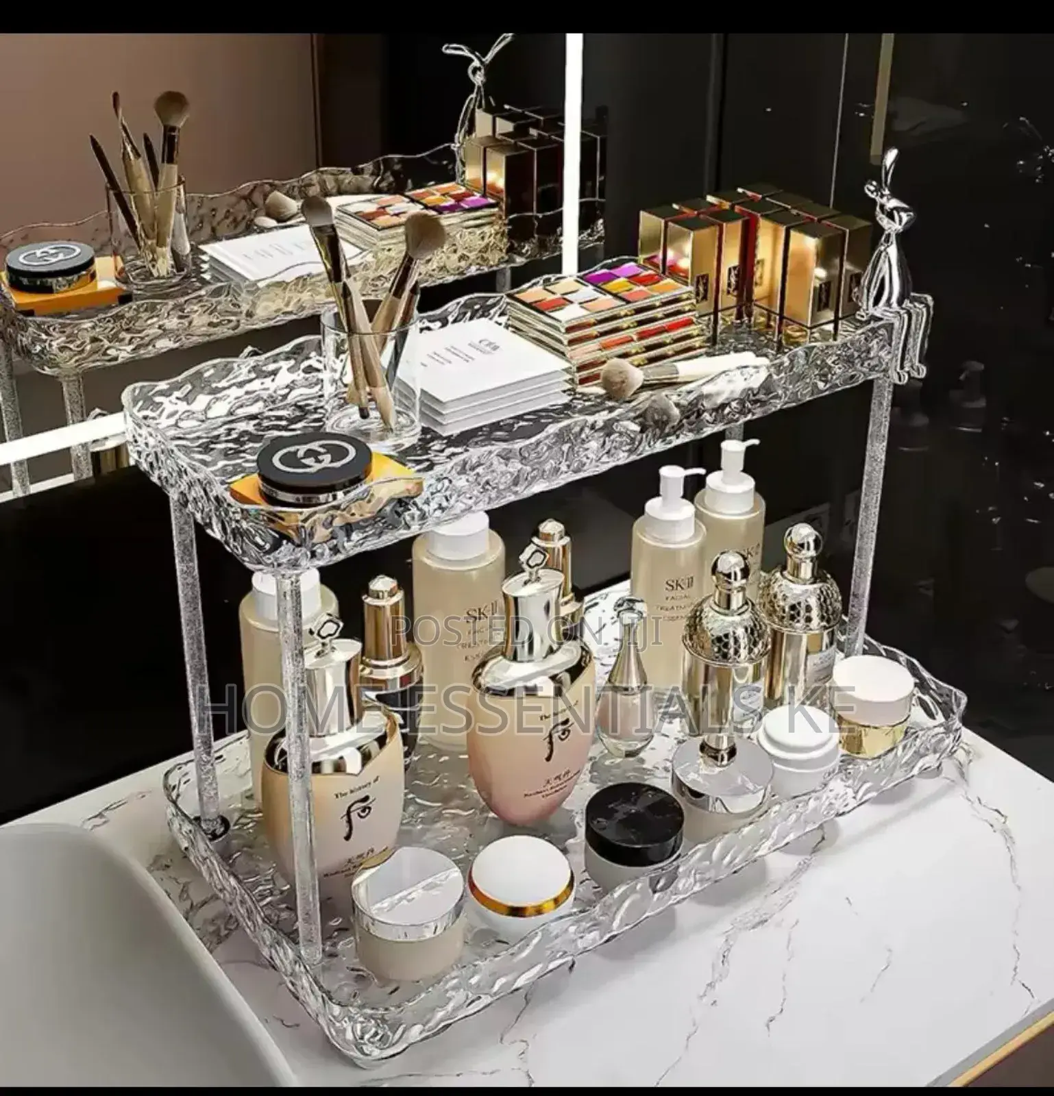 Two Tier Crystal-Like Makeup Organizer.
 -Elegant Design