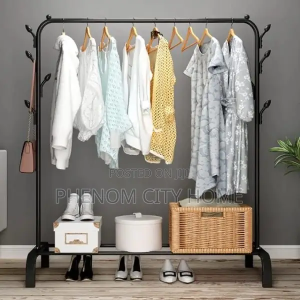 Clothing Rack With Lower Storage Shelf For Boxes/Shoes