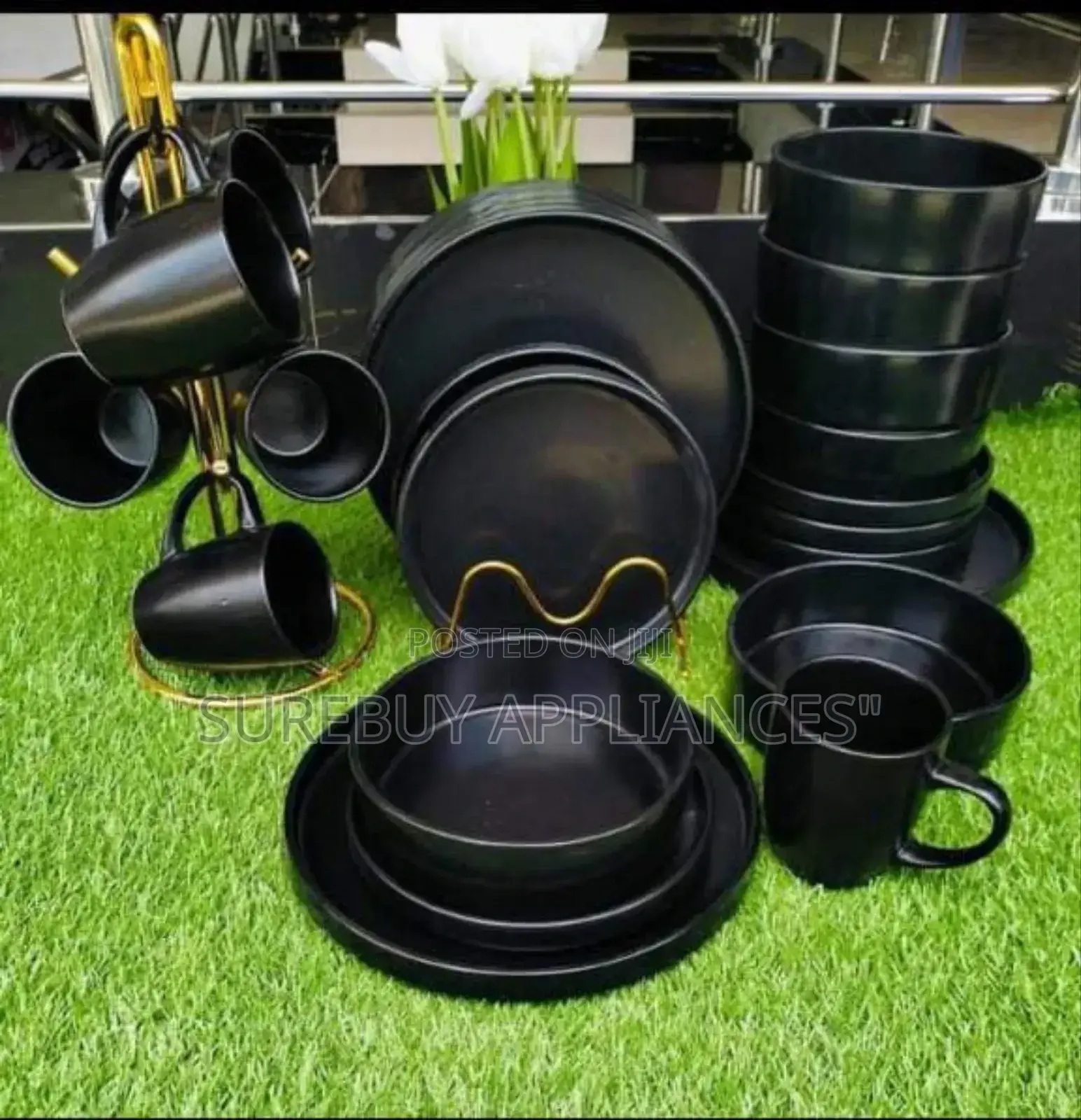 *New Babies !!24pcs All Black Ceramic Dinner Set