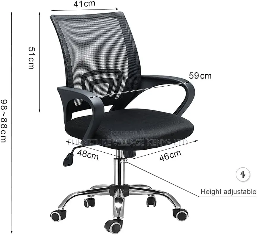 Office Seats; Swivel Clerical Mesh Office Chair in Black