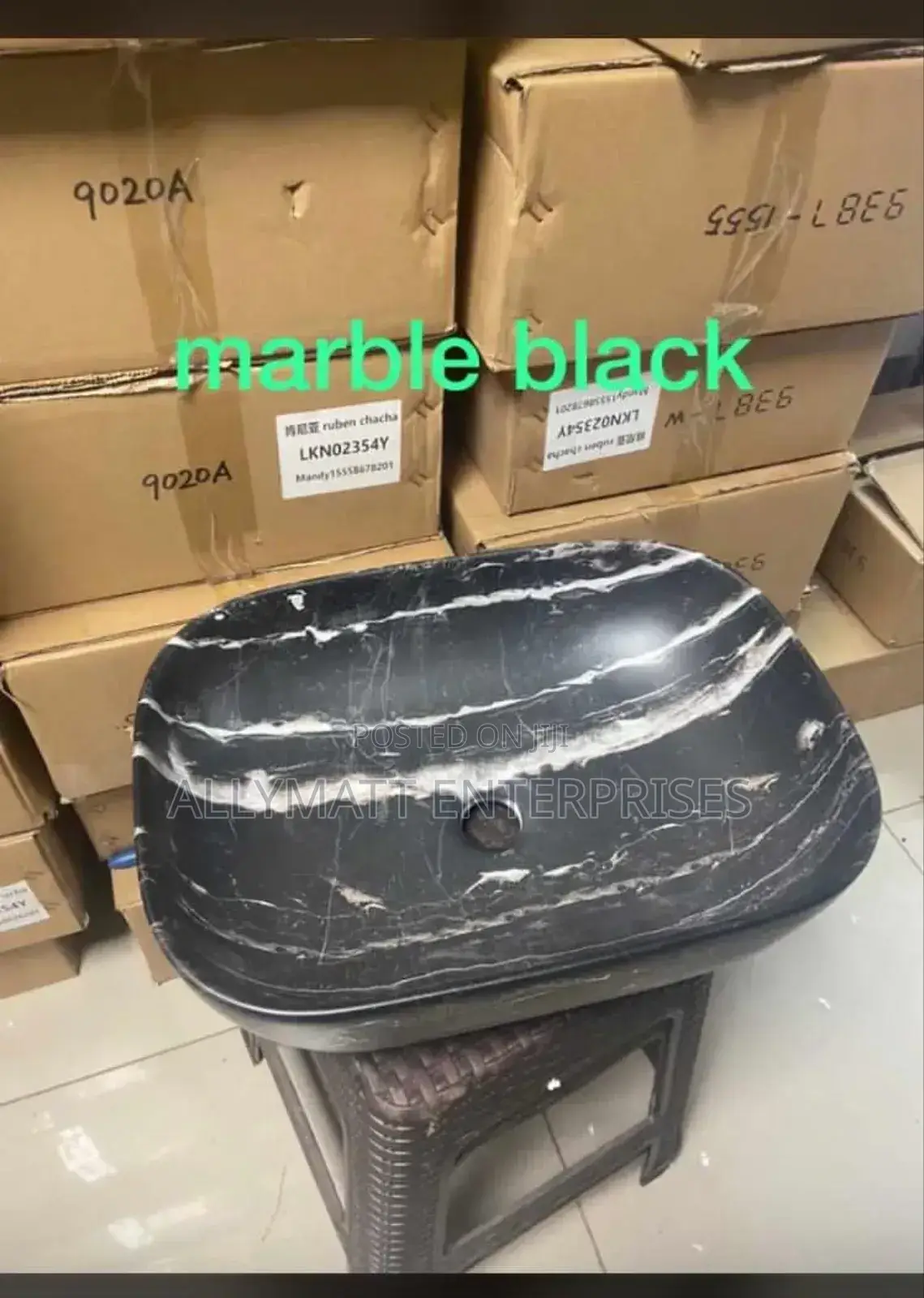 Marble Black Counter Top Ceramic Sink