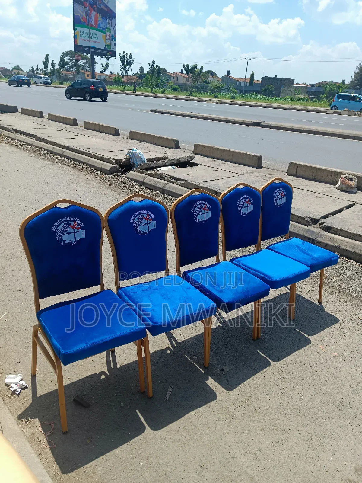 Conference Church Chairs, Blue With Branding 