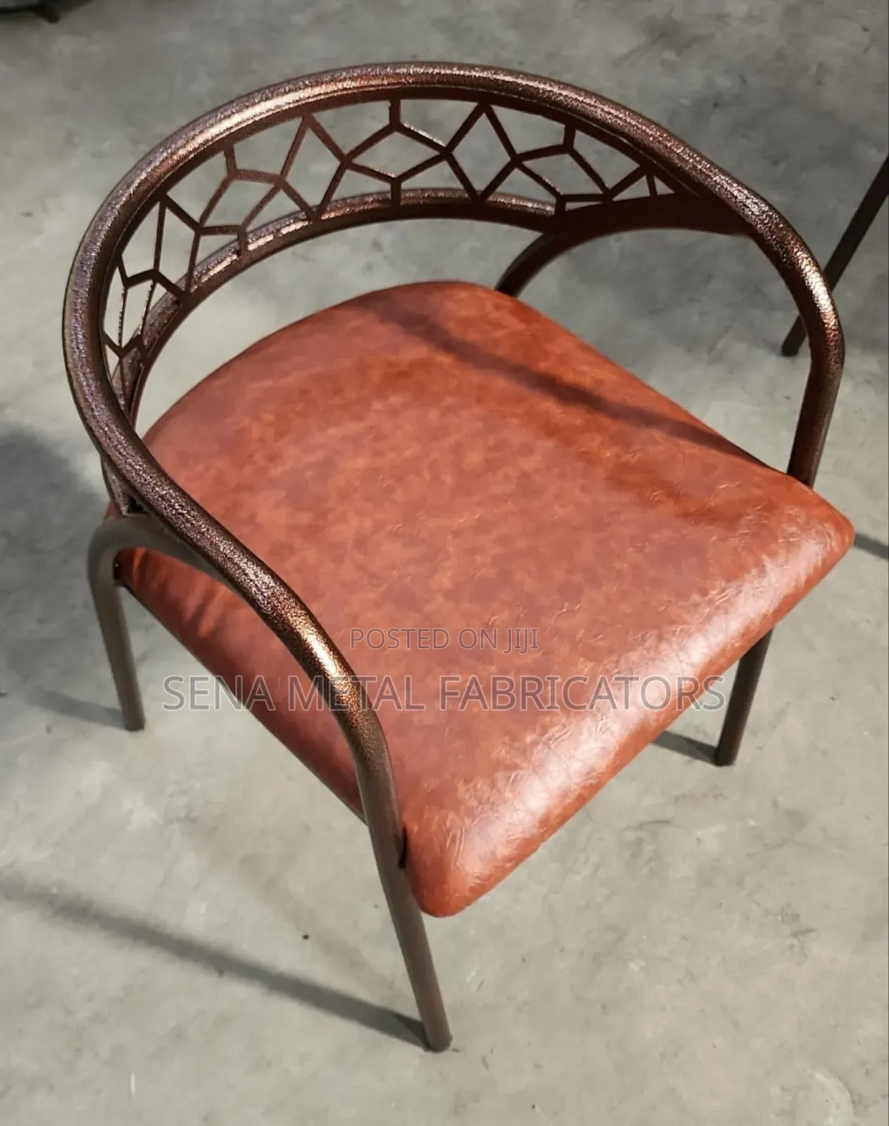 Restaurant Chairs With Metallic Laser Cut Design.