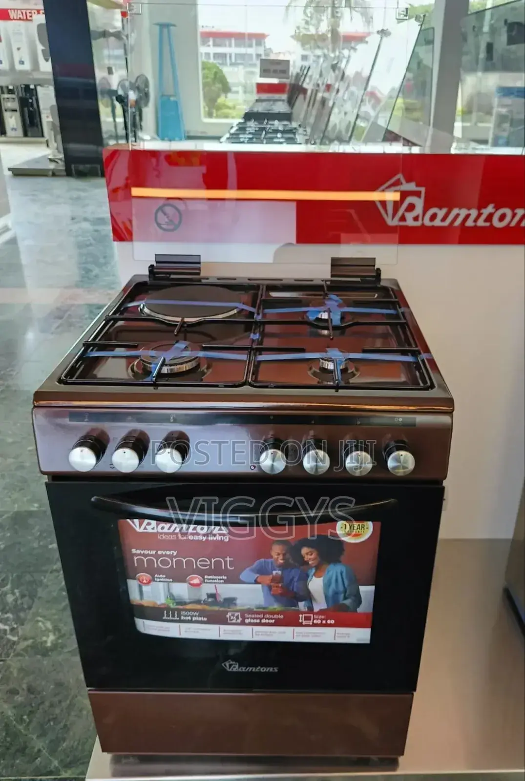 Ramtons 3g+1e 60 by 60 Brown Cooker.
