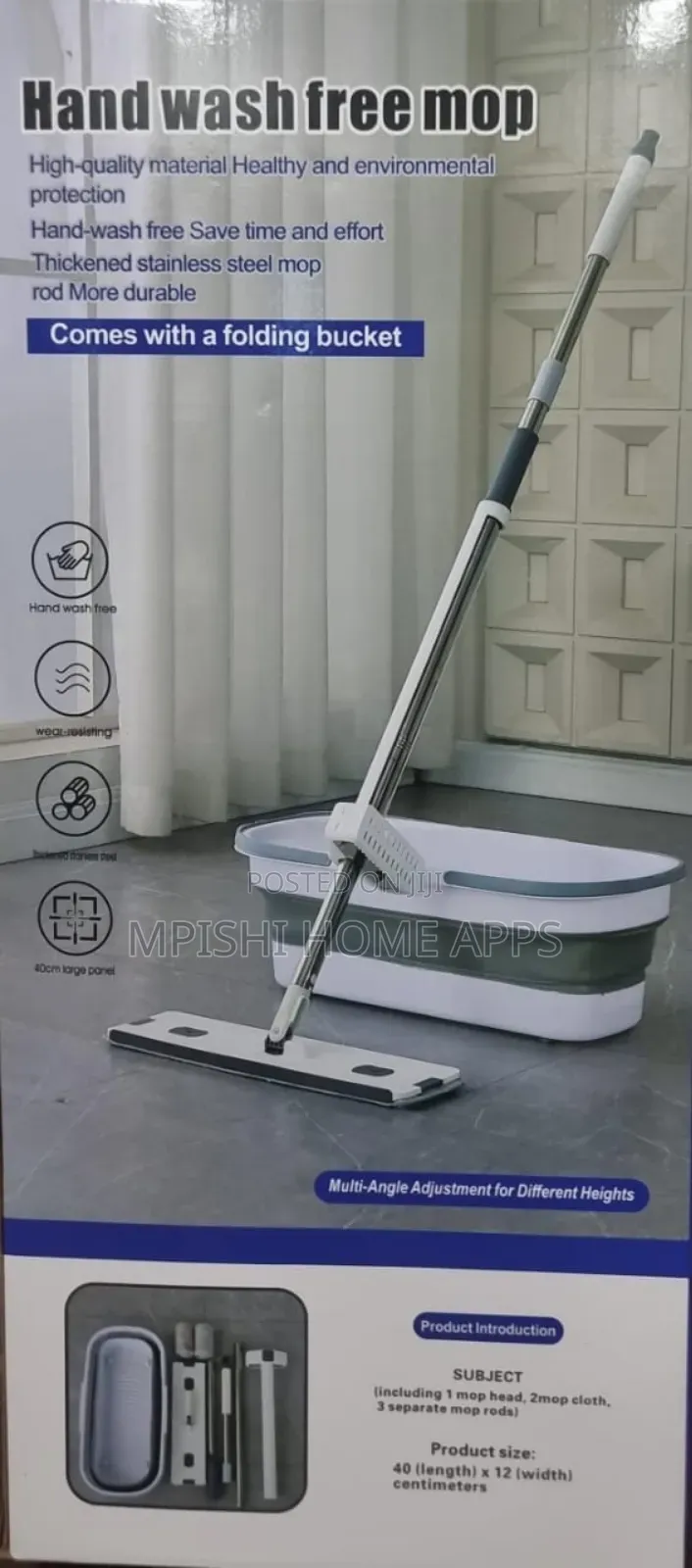 Self Wringing Hand Free Flat Mop
