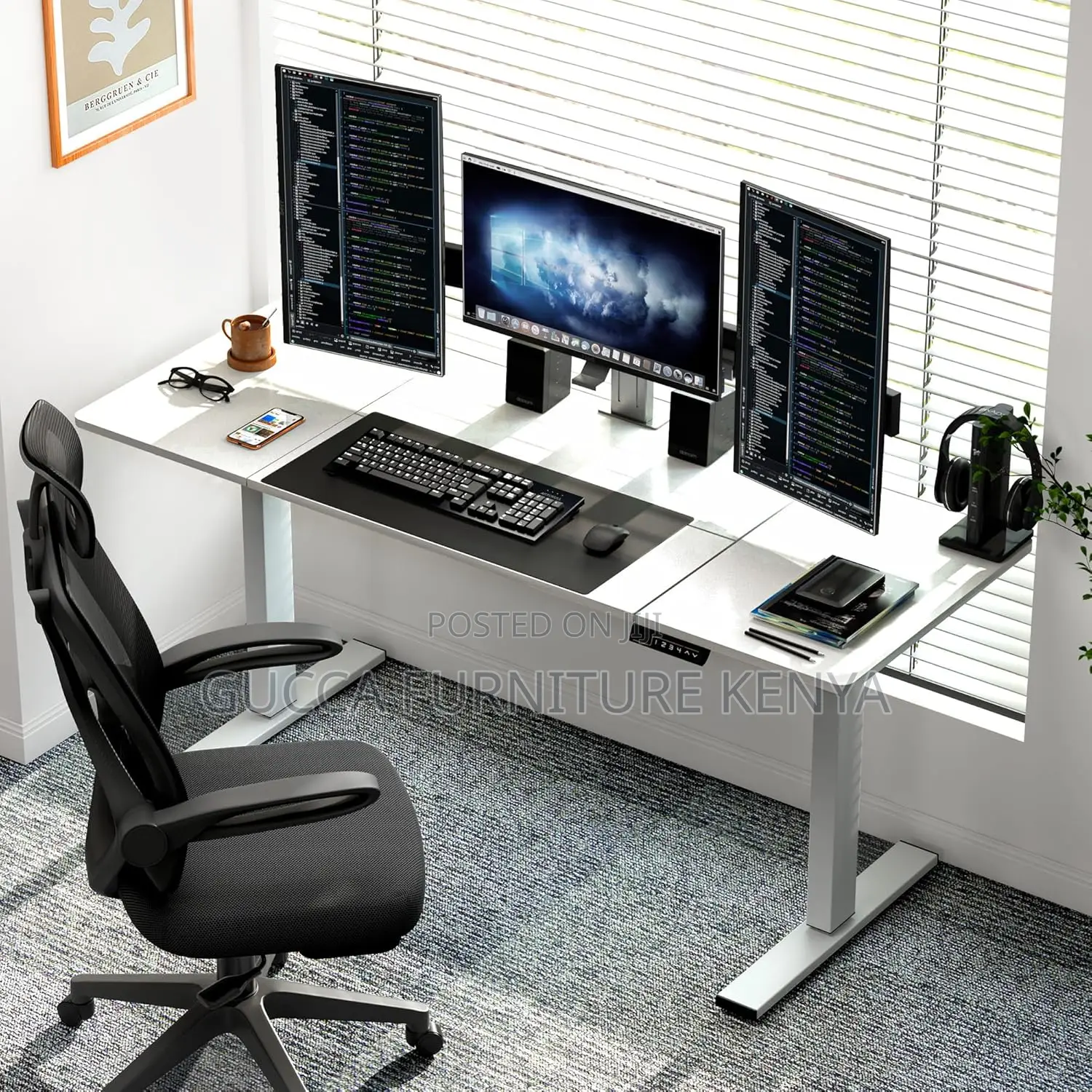 Office Tables: Electric Standing Motorized Lift Office Desk