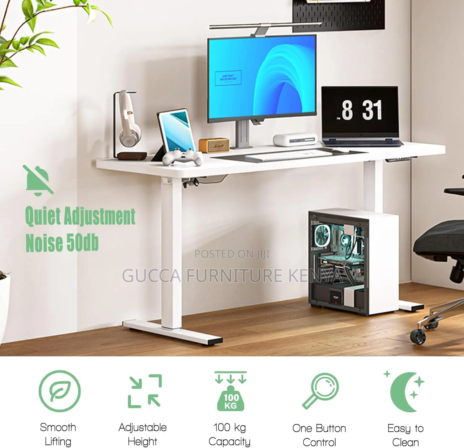 Office Tables: Electric Standing Motorized Lift Office Desk