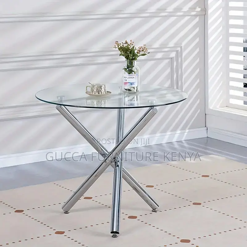 Dining Tables: Modern Round Glass Home Office Dining Table