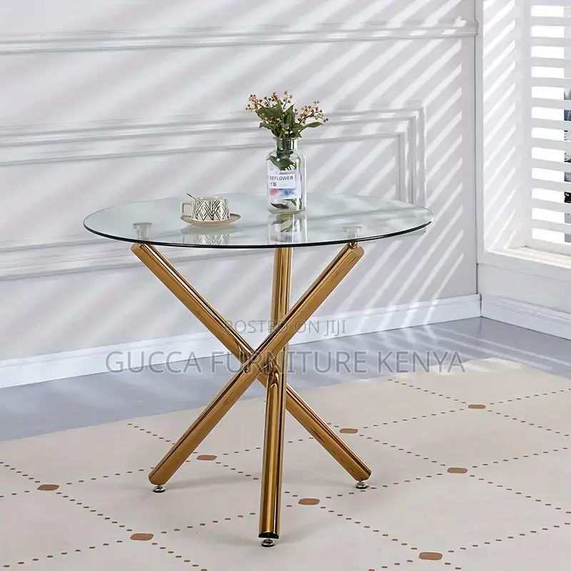 Dining Tables: Modern Round Glass Home Office Dining Table
