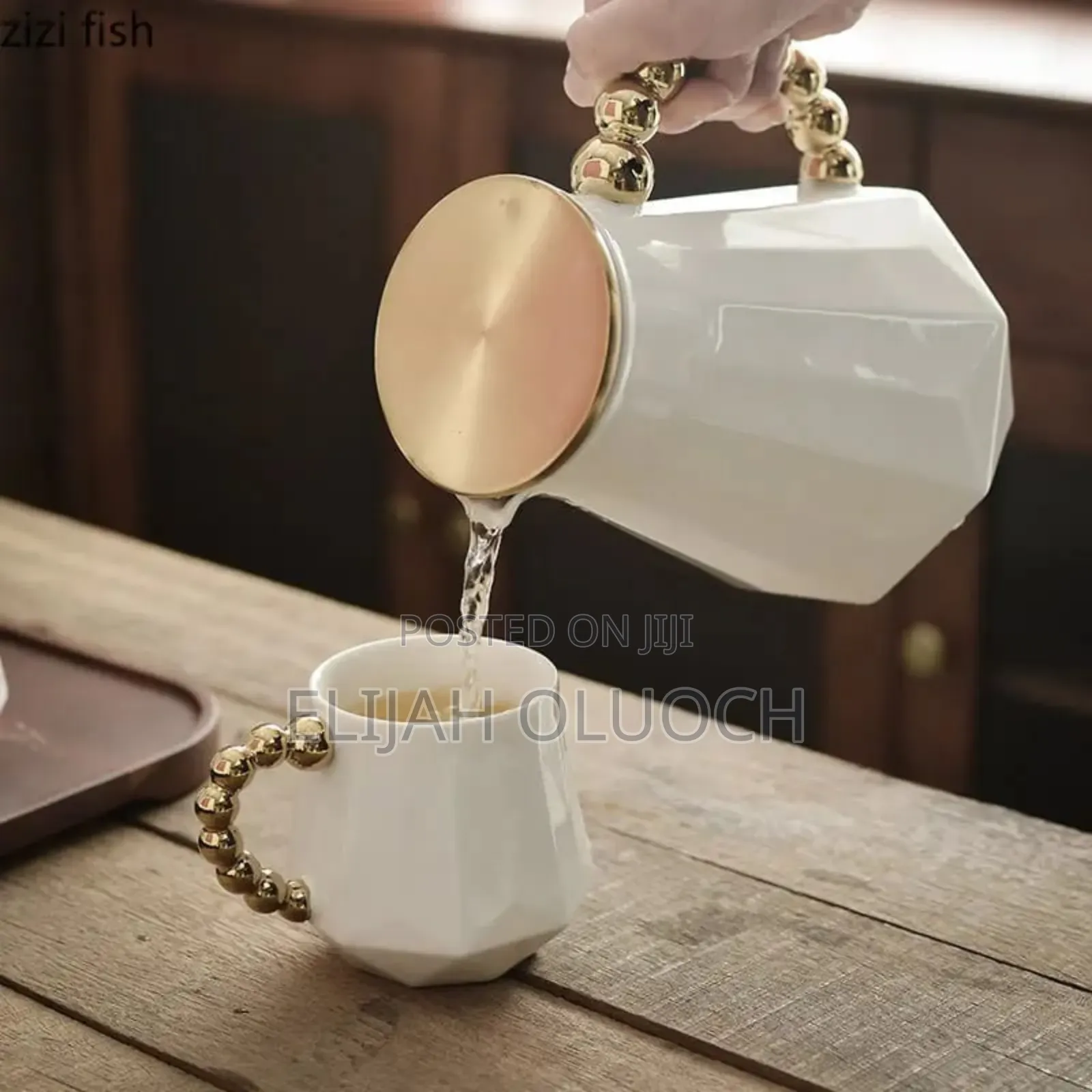 Luxurious Tea Set With Golden Handle*