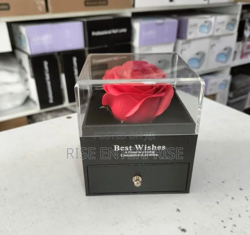 Heart Shaped Red Rose Necklace With Gift Box, Card, Bag