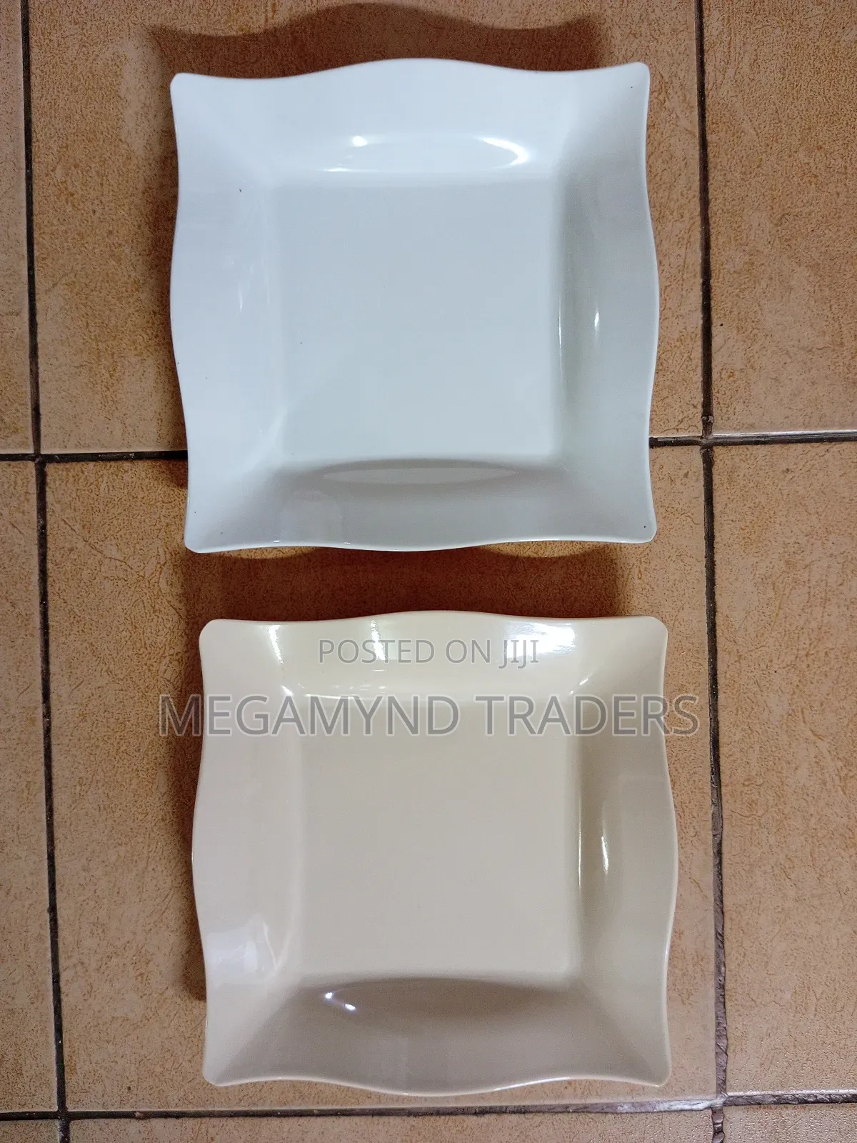 12pc Melamine Plates Square White