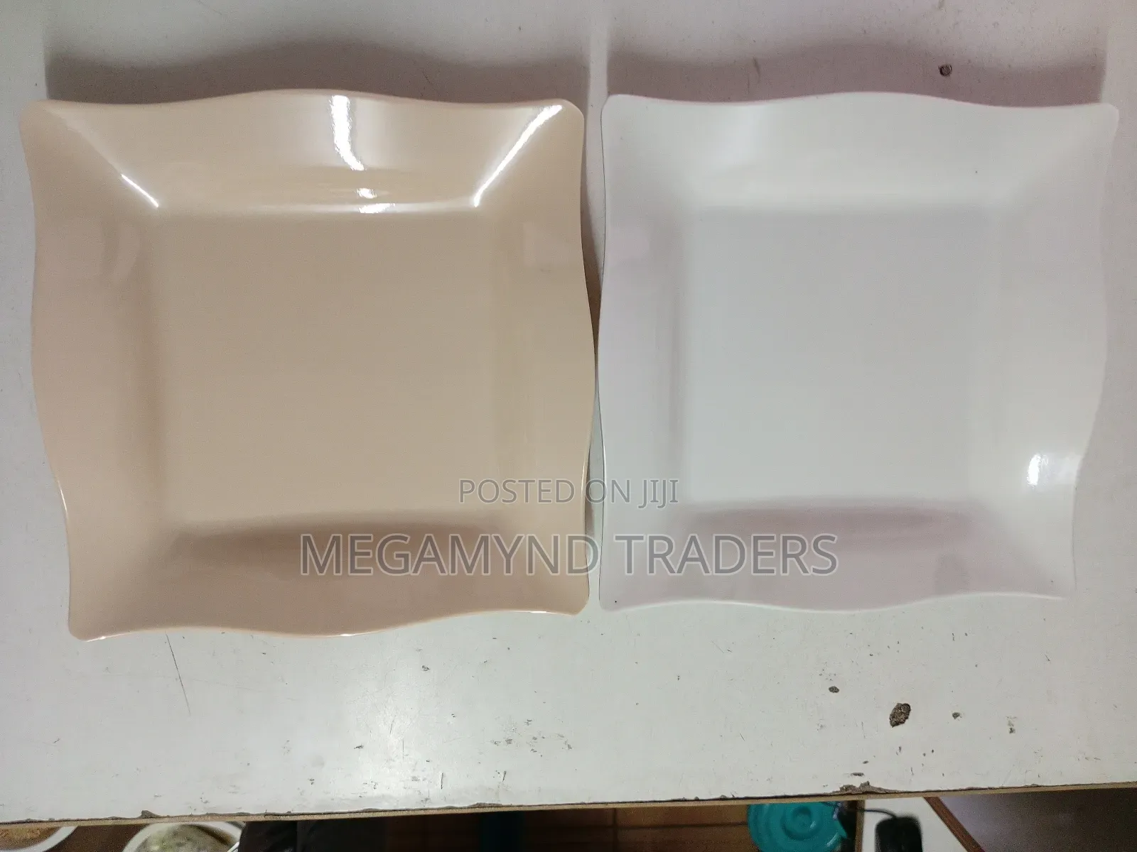 12pc Melamine Plates Square White