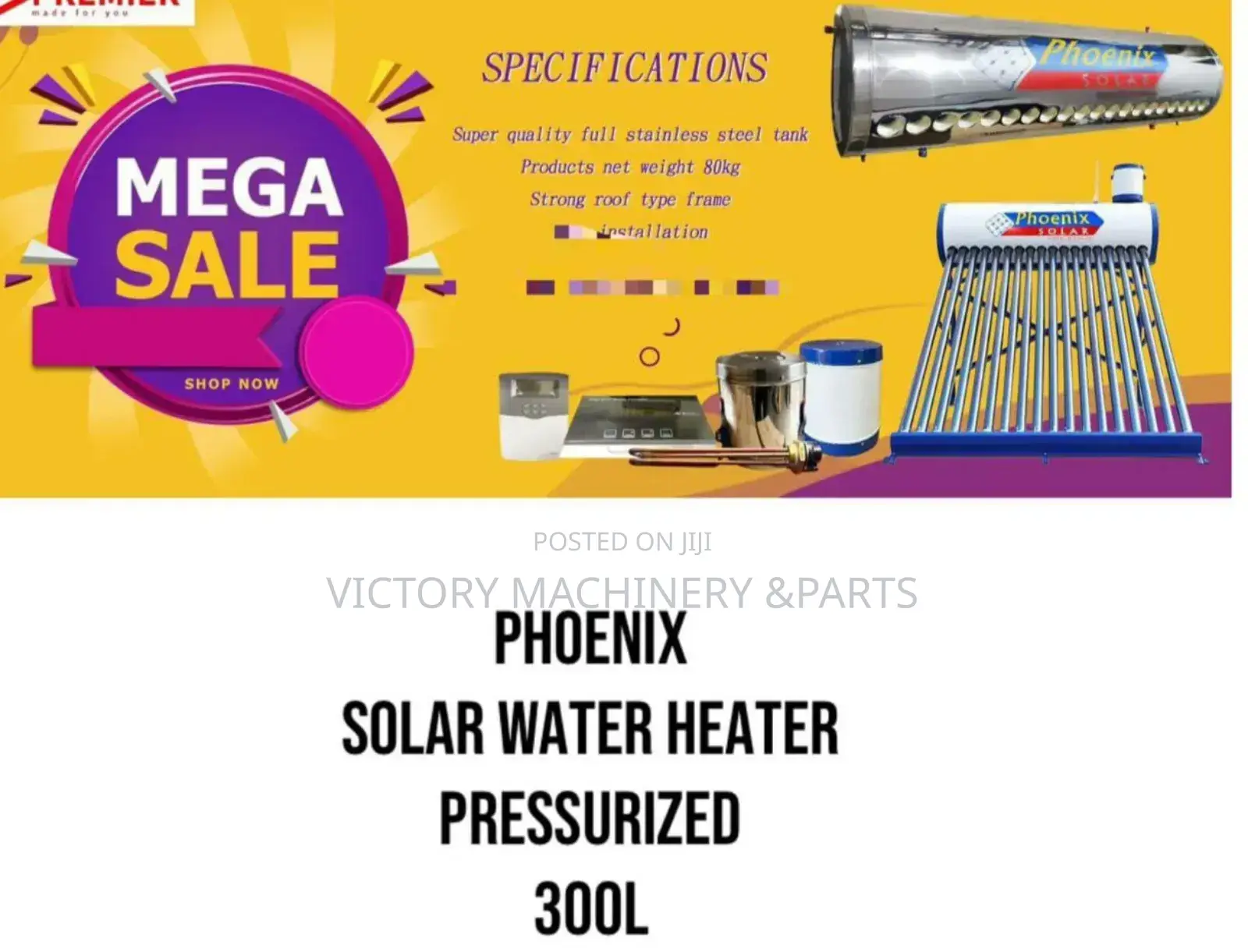 Phoenix Solar Water Heater Pressurized